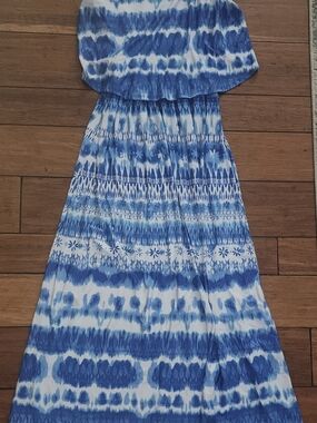 Robert Louis Blue and White Tie-Dye Sundress Size L
